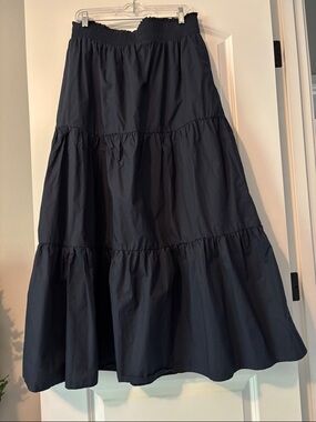 Like New Skies Are Blue Black Tiered Maxi Skirt with Smocked Waist- size Large